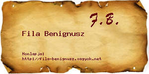 Fila Benignusz névjegykártya